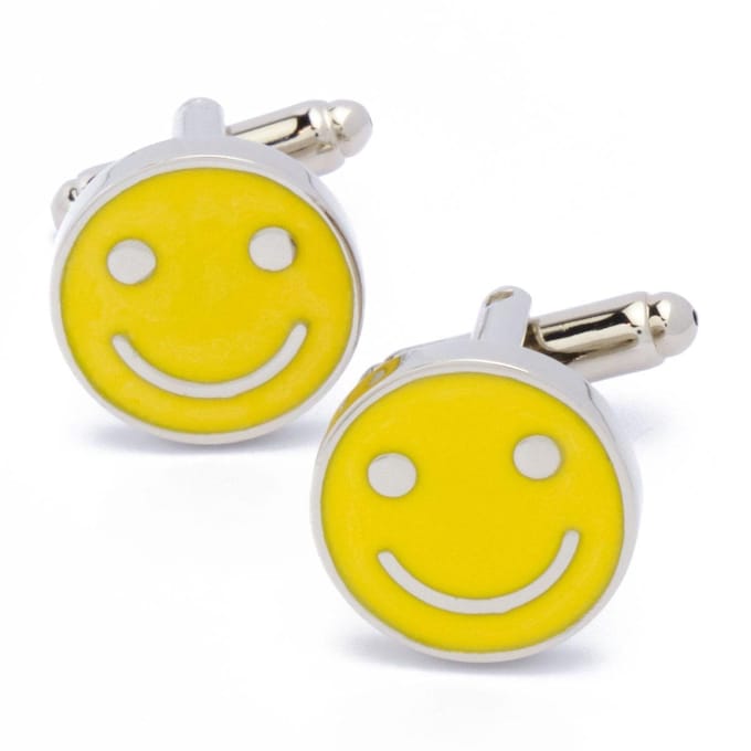 Manchetknopen - Smiley Geel Rond