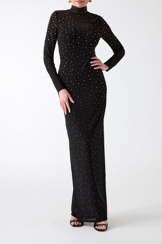 GUESS On The Dot Maxi Jet Black A996 Taglia: 48 | Maxi abiti Outlet | Donna | Nero