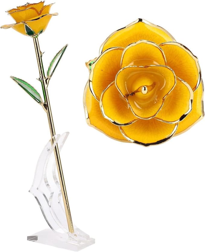 Gouden Roos - Echte Roos - Voor Altijd Liefde - 24K Goud Plated - 32 cm - Goud
