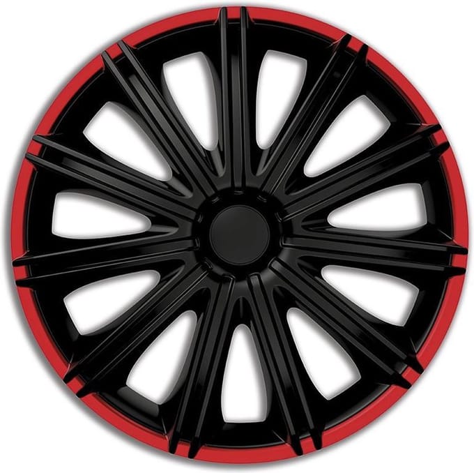 Autostyle Wieldoppen Nero 14 Inch Abs Zwart/rood Set Van 4