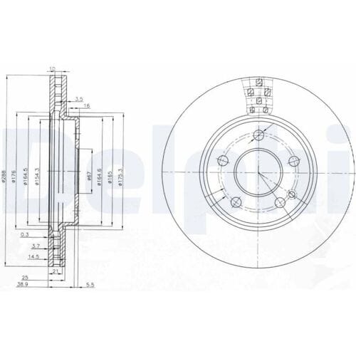 Remschijf DELPHI BG3909, 1 stuk