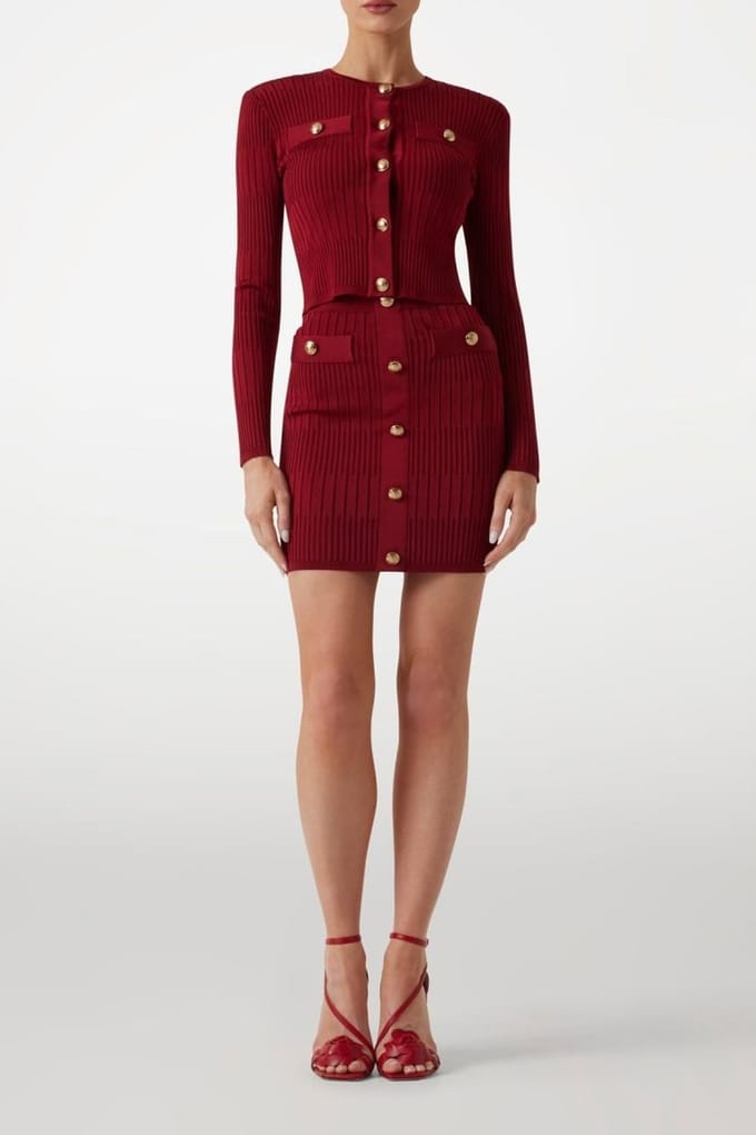 GUESS Janet Ribbed Skirt S Dark Jam Red Taglia: M | Minigonne Outlet | Donna | Rosso