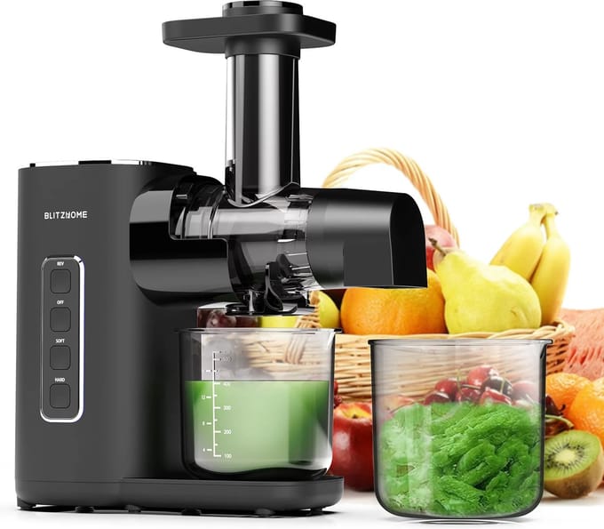 Slowjuicer Met 450ml Pulpcontainer - Sapcentrifuge voor Groenten & Fruit - 150W