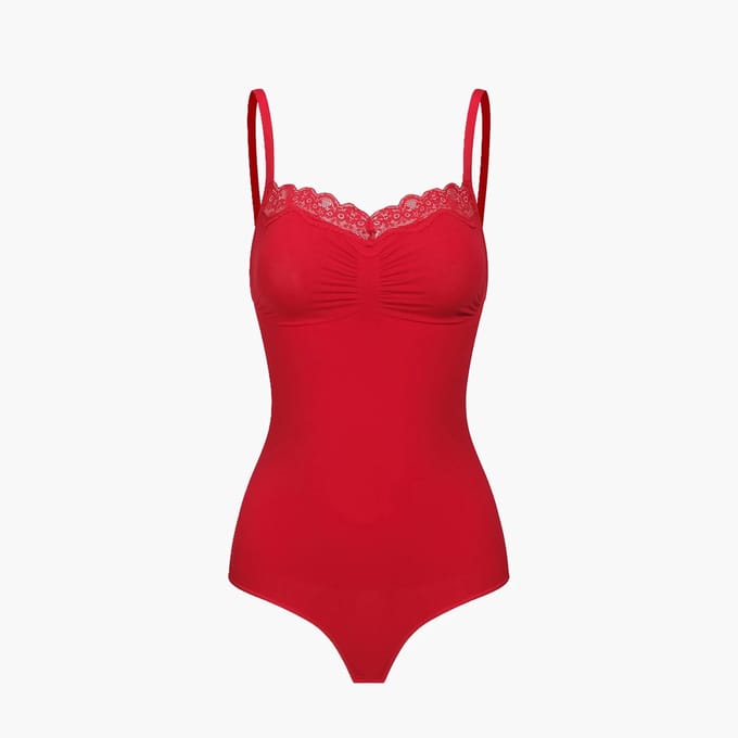 cfab - Corrigerende bodysuit met kant - Wit - M - Corrigerende Body - Naadlos - corrigerend ondergoed dames