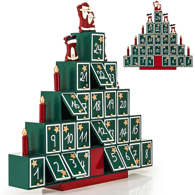 Spielwerk Adventskalender Pyramide – 24 Vakjes - 45x45x7cm - Groen
