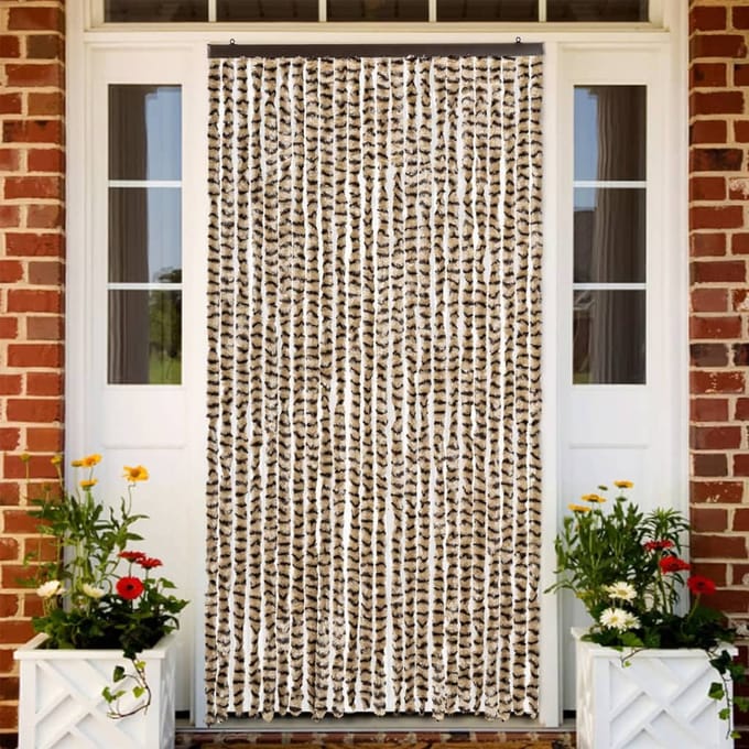 vidaXL - Vliegengordijn - 100x230 - cm - chenille - beige - en - bruin