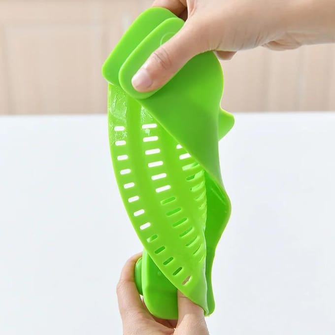 Silicone Kitchen Strainer Clip Pan Drain Rack Bowl Funnel Rice Pasta Vegetable Fruit Washing Colander Draining Anti-scald Filter oranje