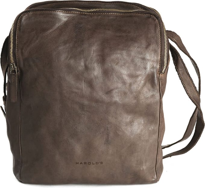 HAROLD'S Leren schoudertas shopper Submarine Shopper Triple Brown donkerbruin