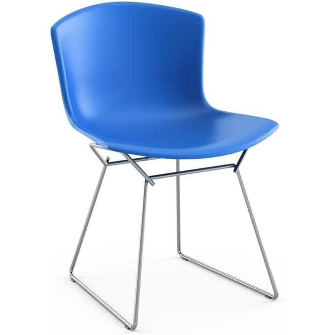 Knoll International - Bertoia Plastic Side Chair - blauw - chroom