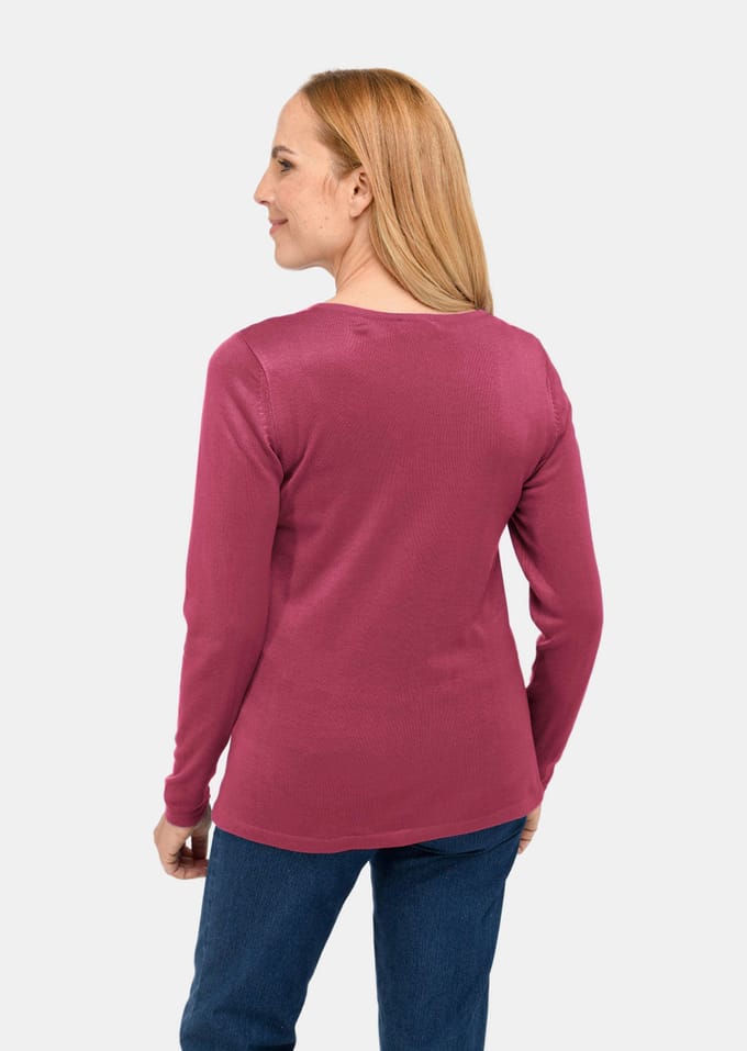 Ongecompliceerde pullover met een V-hals - bordeaux - Gr. 19 van Goldner Fashion