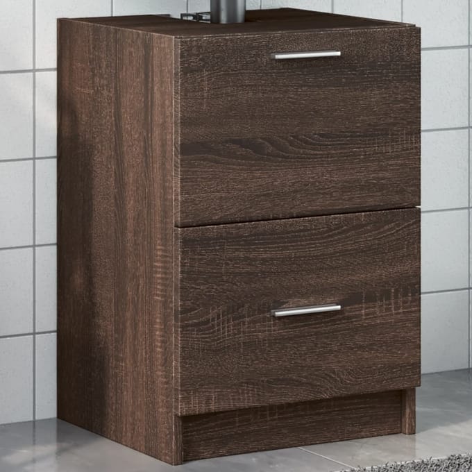 vidaXL - Wastafelkast - 40x37x59 - cm - bewerkt - hout - bruin - eikenkleurig