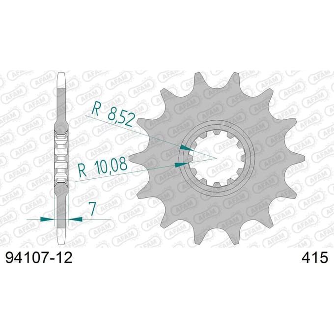 Stalen motortandwiel voor Afam 415 12 dents