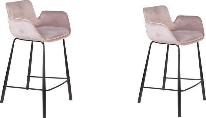 Zuiver Brit Barkrukken rugleuning 67,5 cm Roze - Set van 2