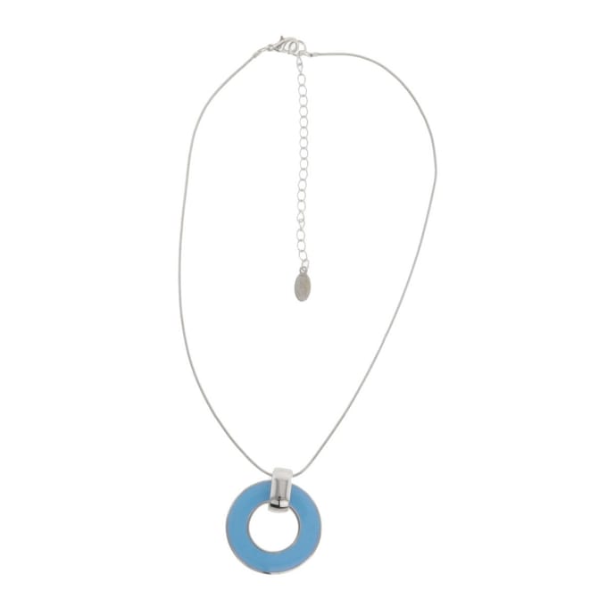Behave - Ketting dames - Zilver kleur - Hanger rond - Blauw - 40 cm