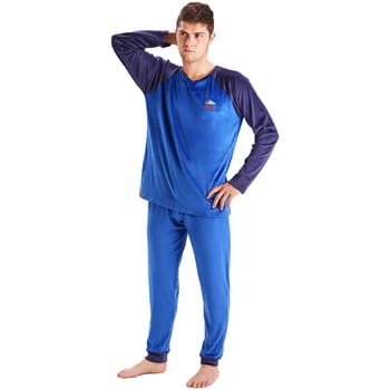 Fluwelen herenpyjama met lange mouwen en ronde hals MU3