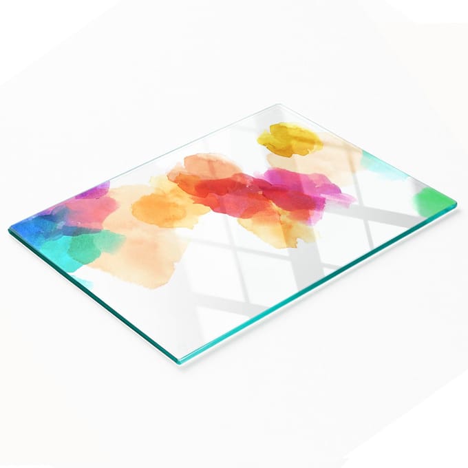 Decoratieve glazen serveerplank met kleurrijke stippen, 80x52 cm