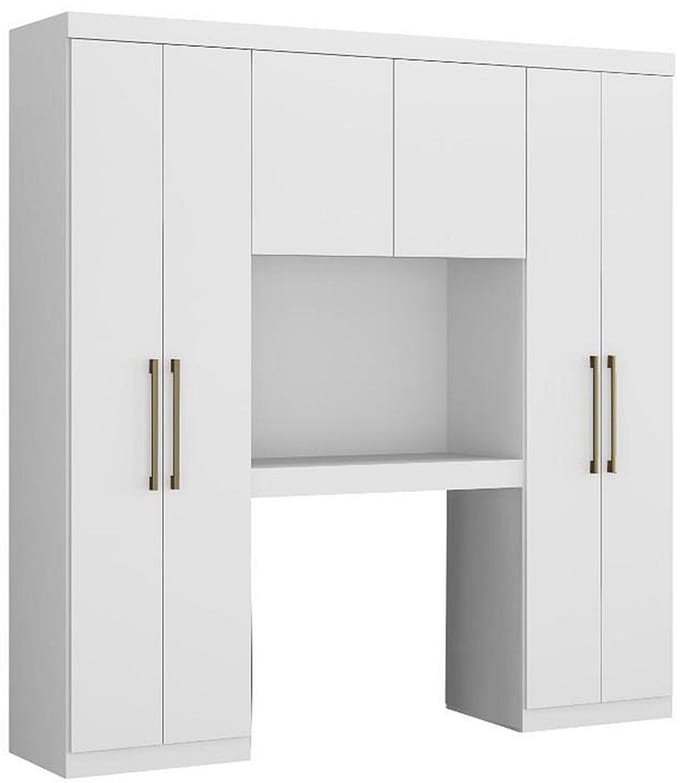 Vente-unique Brugkast ANTERO - 6 deuren - Met kast en opbergruimte - L200 cm - Wit
