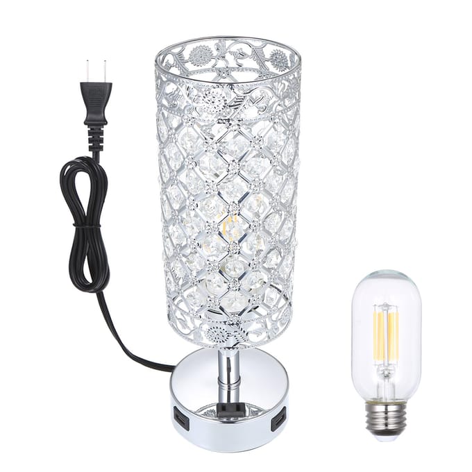 Tomshine Touch Control Nachttafel Lamp met Dubbele USB Laadpoort & AC Stopcontact 3-traps Dimbaar EU Plug white