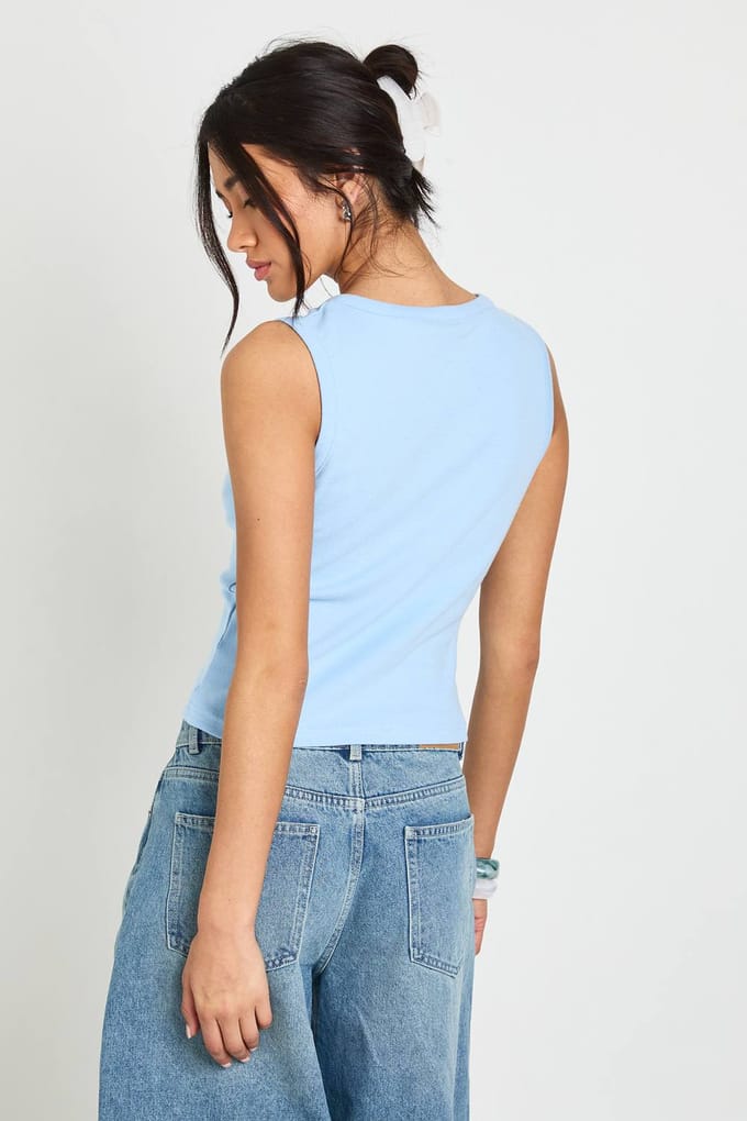 boohoo Dames Vest Top Met V-hals | Light Blue | Maat: 12