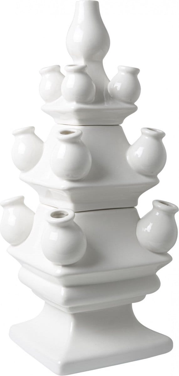 Heinen Delfts Blauw - Tulpenvaas - Wit - 3-delig - Keramiek - 40cm