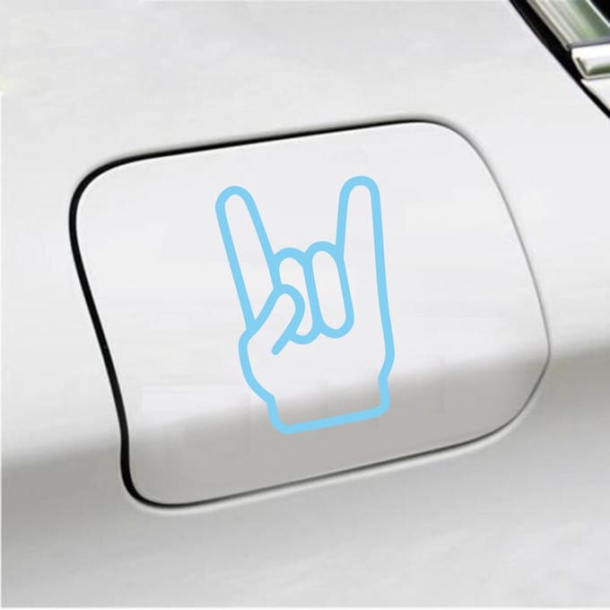 Bumpersticker - Rock N Roll - 13,5 X 8,9 - Licht Blauw