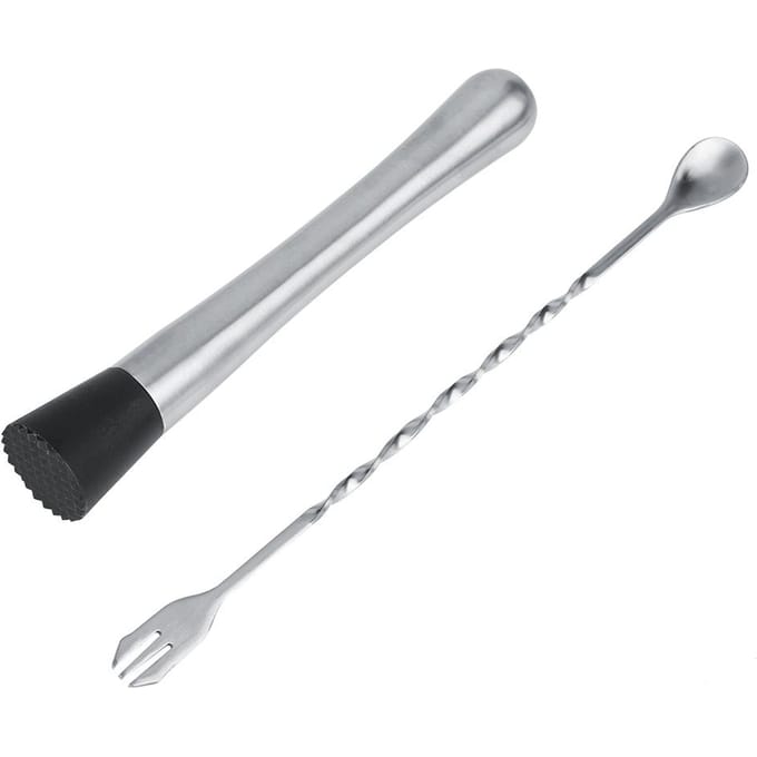 RVS Bar Tool Set Cocktail Stamper Wijn Meng Twist Dubbelzijdige Lepel Barware gray