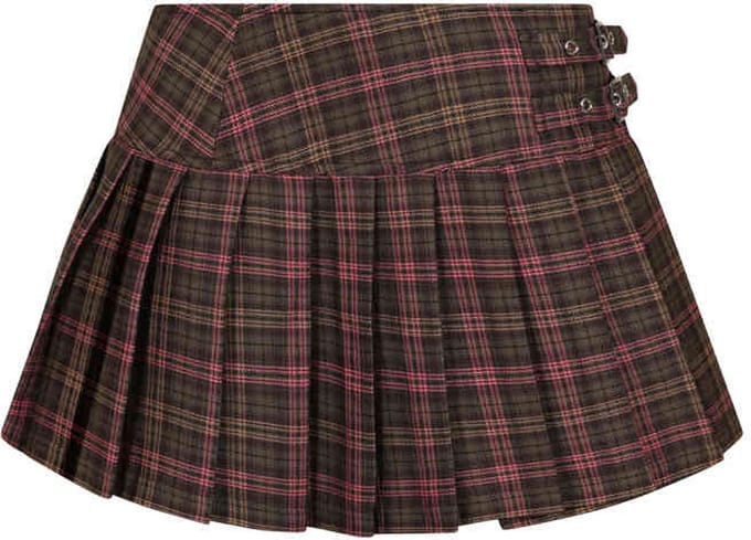Banned - Darkdoll Korte rok - M - Roze/Bruin