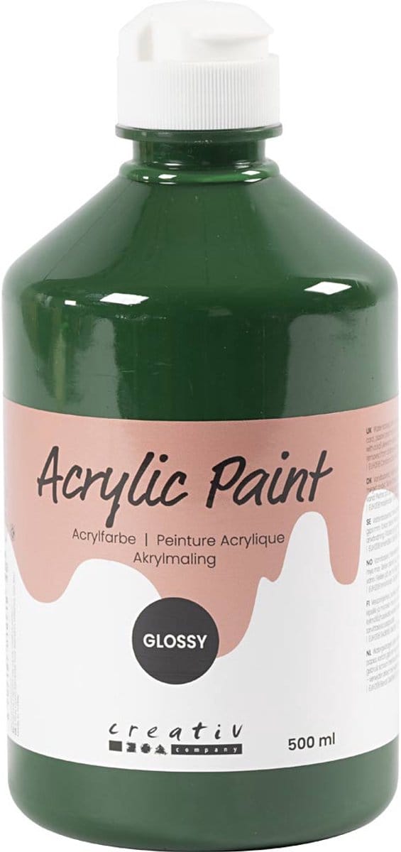 Acrylverf Glossy, donkergroen, 500 ml/ 1 fles