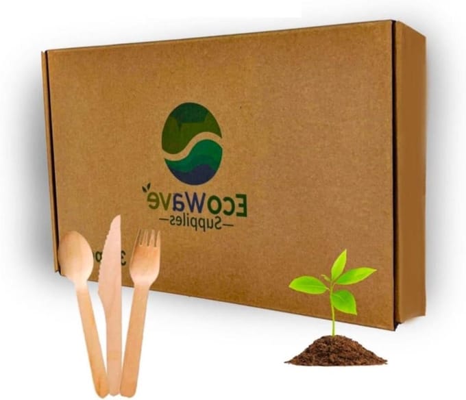 Composteerbaar Bestek - Houten Utensils - Feestelijk Diner - Splintervrij Ontwerp - 300 Stuks - Natuurlijk Hout