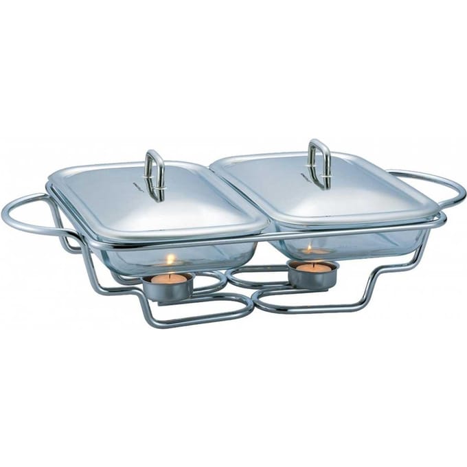 Kinghoff 1412 - dubbele warmhoudschaal - rechaud - RVS