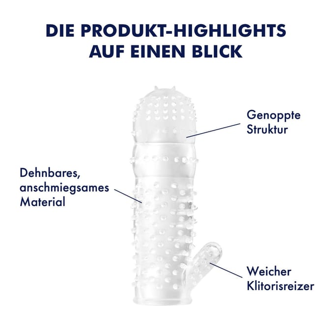 Genoppte Penishuls met Klitorisreizer, 13 cm