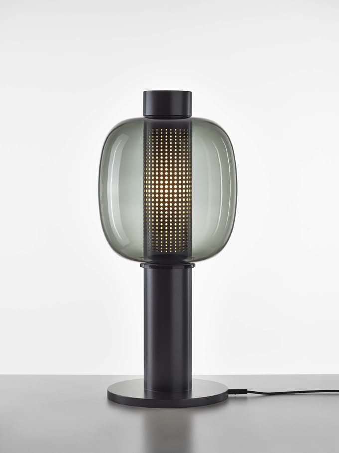 Brokis Bonbori Large Tafellamp - rookgrijs - zwart