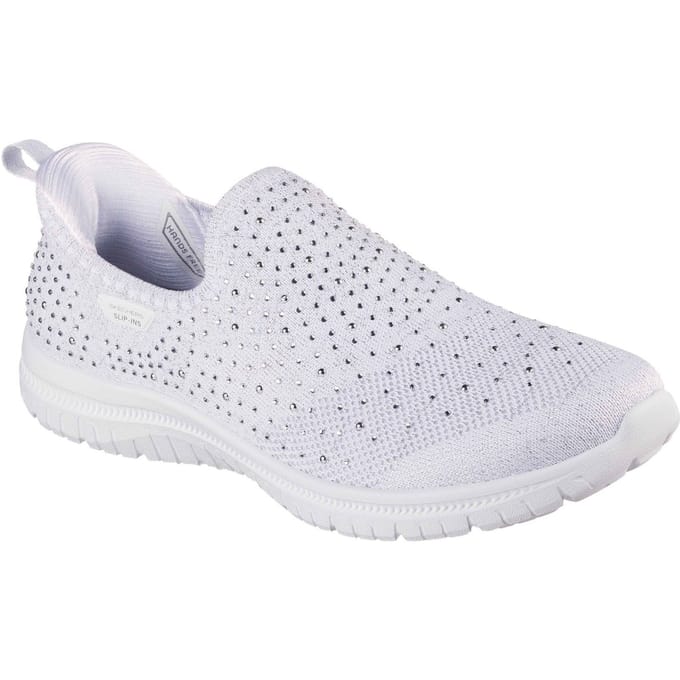 Skechers Virtue Icon Textiel Dames Witte/Zilveren Standaard Sneakers