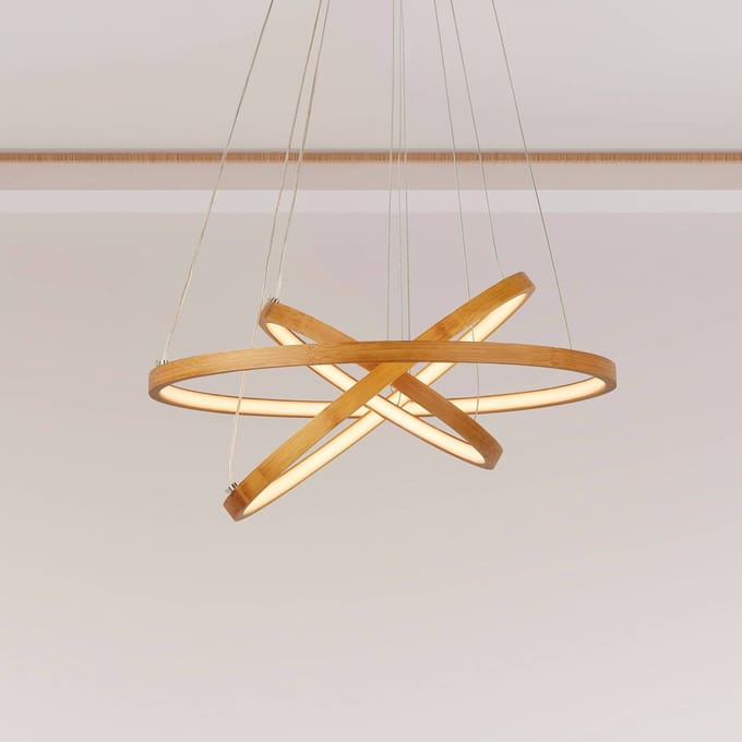 Searchlight Hanglamp Eternity, goudkleurig, bamboe, Ø 50 cm