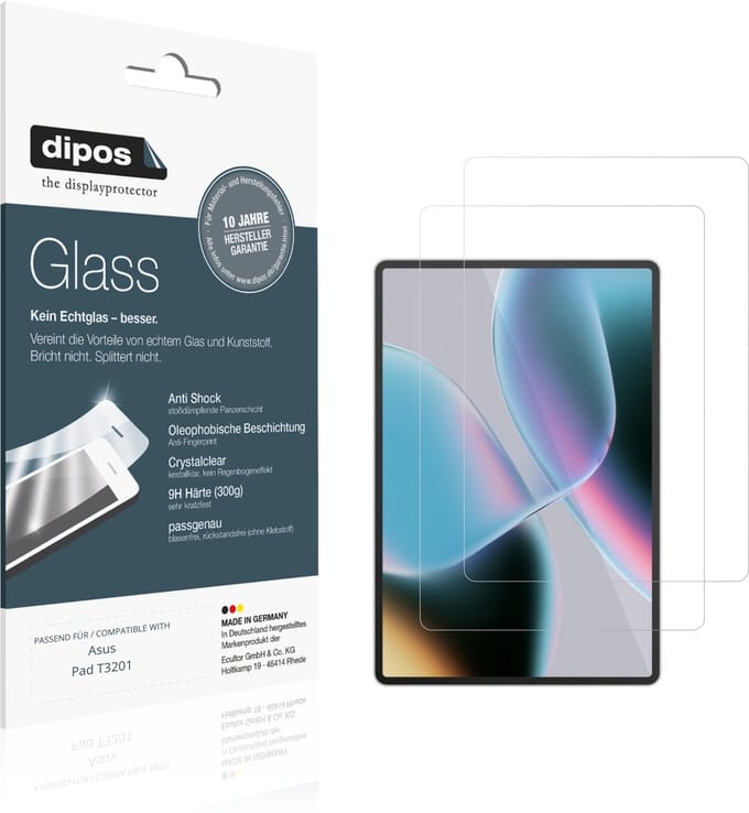 dipos – 2x Pantserfolie geschikt voor Asus Pad T3201 | 9H Screenprotector