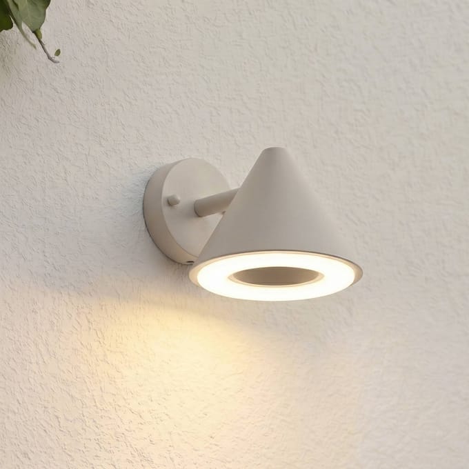 Lindby LED buiten wandlamp Soran, taupe, metaal, IP44