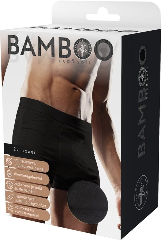 Naproz Bamboo Men's Original Boxer Zwart 2-pack S (2 paar)
