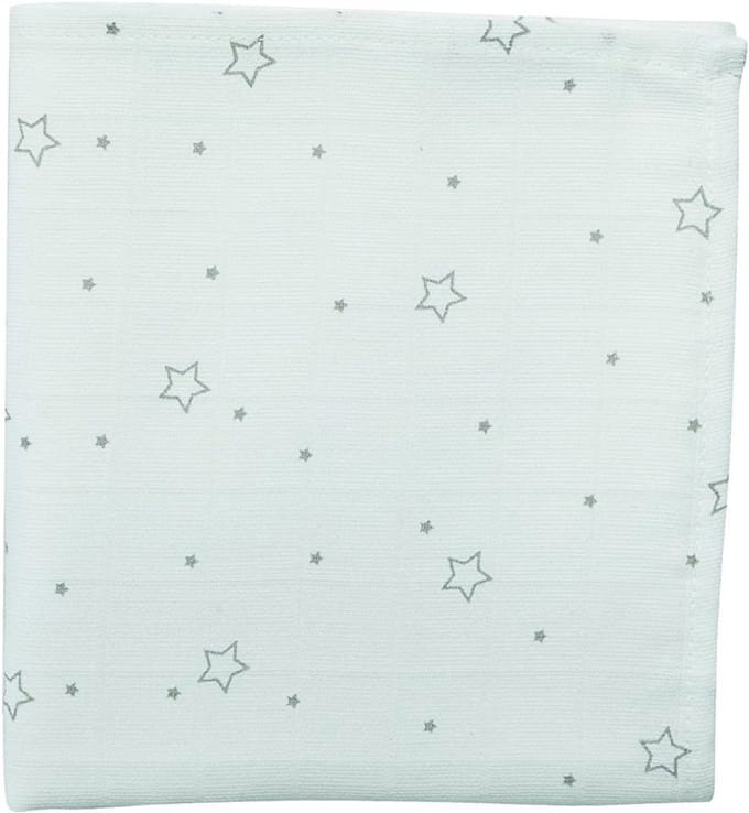 Domiva 1300535 Maxi-wikkeldoek, bamboe, sterren, grijs, wit, 120 x 120 cm