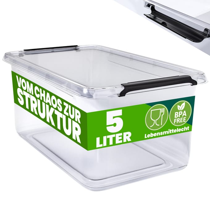DEUBA Opbergbox Set van 8 - 5l BPA Vrij Stapelbaar - 29,5x20x12cm