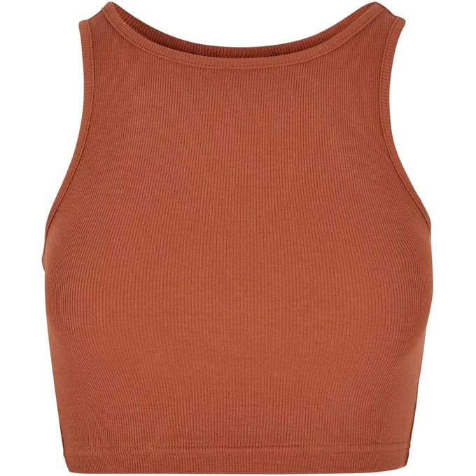 Urban Classics Cropped Rib Dames Top - bruin - XL