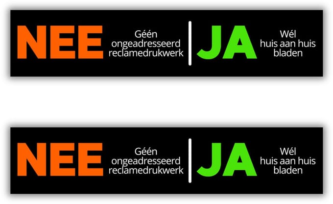 Nee Ja Brievenbus stickers - 14x3cm - set van 2 - Nee ja stickers - UV en waterproof