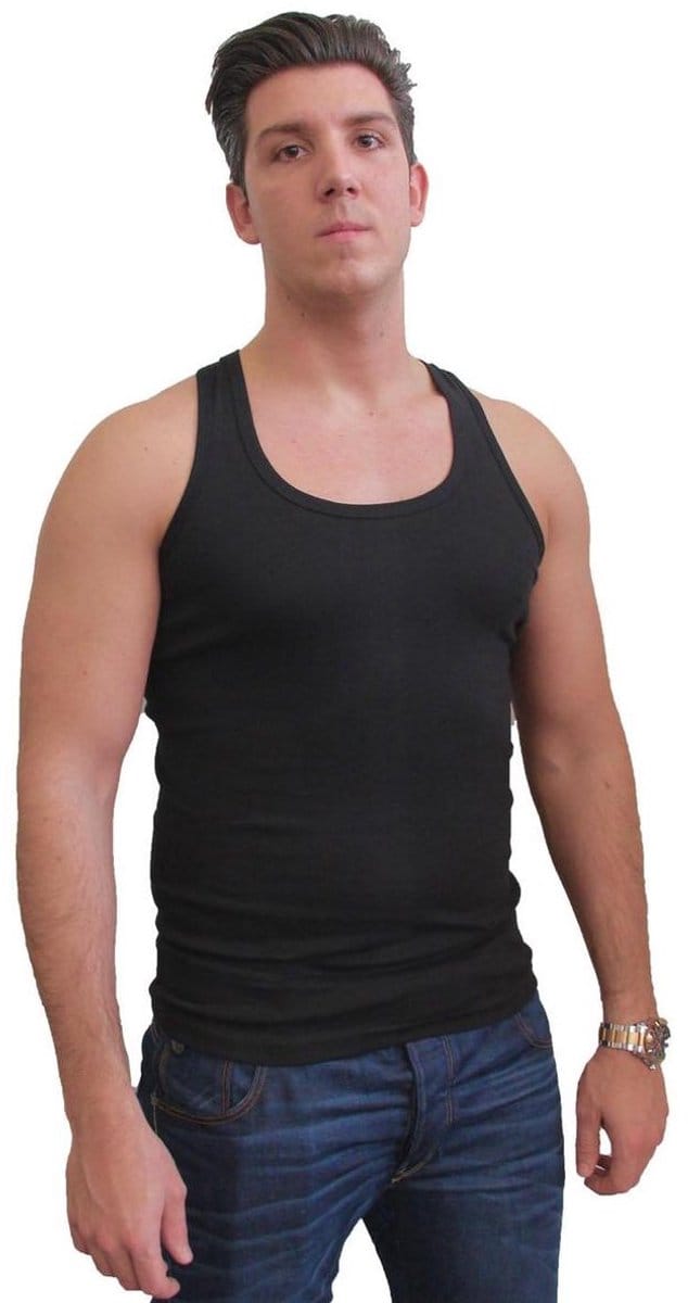 katoenen halter hemd multipack 4 stuks 2x zwart plus 2x wit maat S