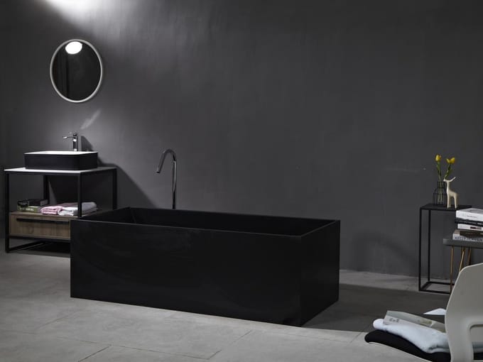 Mawialux vrijstaand bad - 170x73cm - Solid surface - Mat-zwart