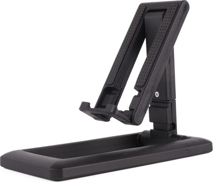 Benson Verstelbare telefoon- en tablethouder - compact - opvouwbaar - met opbergetui - zwart - 7 x 14 x 5 cm