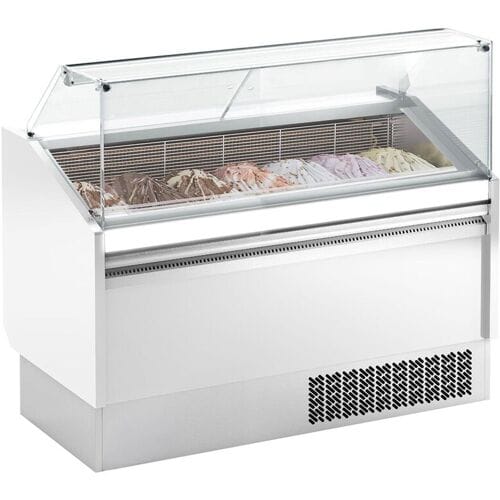 GGM Gastro Eistheke LEVI - 1620mm - Statisch - für 9+9x 5 Liter Eisbehälter - Weiß Wit