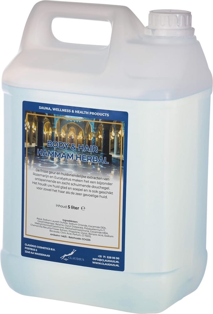 Body & Hair Hammam Herbal 5 Liter - navulling - 2 in 1 voor lichaam en haar.