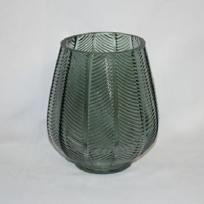 Mica - Kaarshouder - vaas - groen - glas - 15 x Ø 12.5 cm