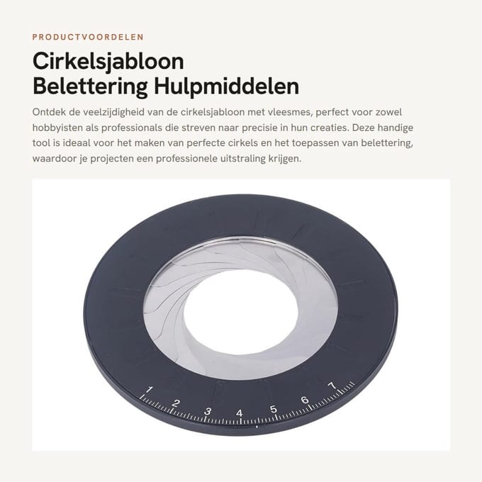 Dailygoods- Sjabloonliniaal Verstelbaar - Cirkeltekenmaker - Vleesmes - Aluminiumlegering - Compact - Draagbaar