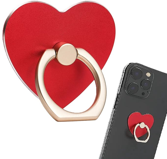 Luxe Opplakbare Tefoonhouder Hart I Telefoonbutton I Ringhouder I Vinger Grip Smartphone I Rood