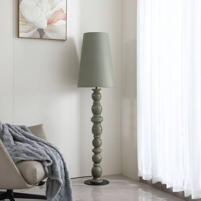 Lucande vloerlamp Lyndorin, groen, keramiek, 150 cm